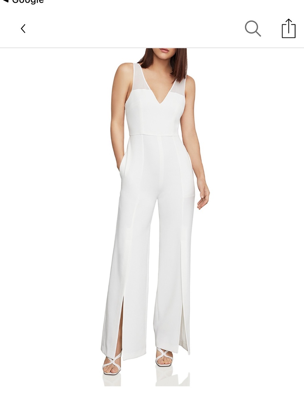 BCBGMaxAzria White V-Neck Jumpsuit- NWT M